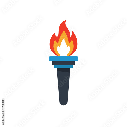 Bright orange and yellow flame torch, perfect for outdoor adventure concepts, camping illustrations, or fierythemed designs requiring dramatic lighting effects.