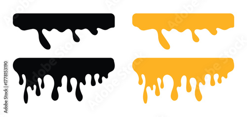 Dripping Honey, Maple Syrup, and Melted Butter — Sticky Yellow Liquid Illustration for Food Design.