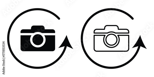 Camera Rotate Vector Icon — Flip and Switch Lens Symbol for Photography and App Design.