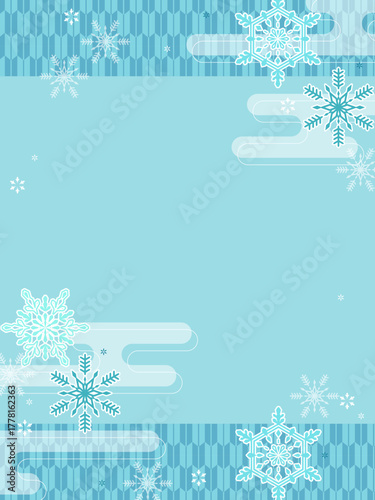 冬の和風柄、雪もようのシンプルで美しいテンプレート素材