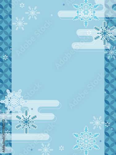 冬の和風柄、雪もようのシンプルで美しいテンプレート素材