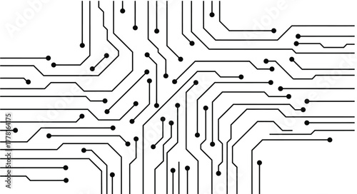 Abstract Circuit Board Line Pattern. Technology Background, Data Processing, Microchip, and Digital Connection Vector Illustration.