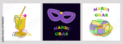 Carnival mardi gras party Set Artboard Design. For festival branding event promotion party invitation and creative graphic design project. Vector illustration