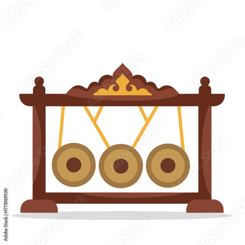 Microstock of the bonang, a key instrument in indonesian gamelan, ideal for musicrelated designs seeking cultural and traditional elements.