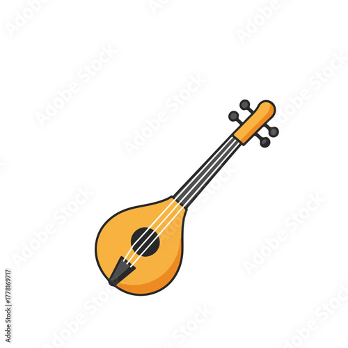 Stringed instrument resembling a lute, ideal for music websites, historical publications, and educational materials on ancient musical instruments.