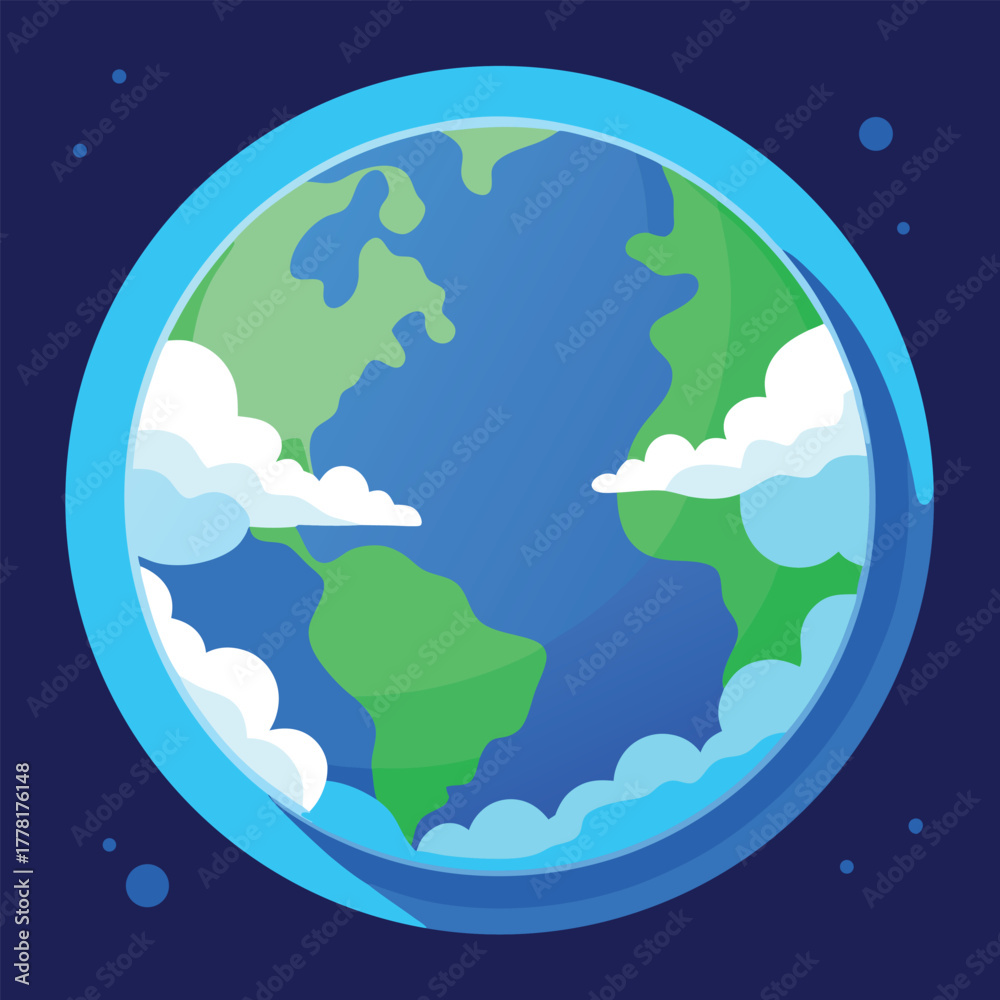 Fototapeta premium Stylized Earth with Clouds in Deep Space render centered