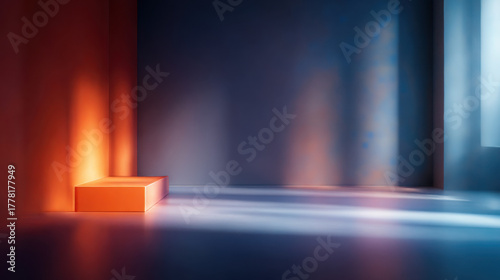 Artistic light play in modern interior space design minimalist environment soft color palette contemporary aesthetic