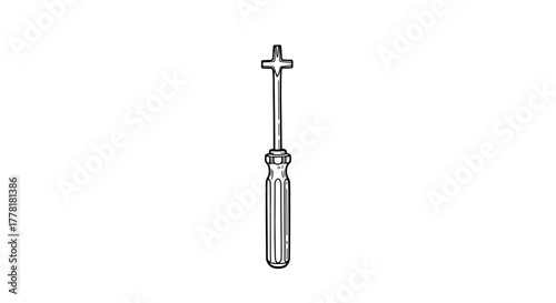Artistic depiction of a cross tip screwdriver on white background.