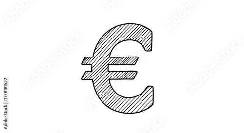 Black and White Euro Symbol Hand Drawn Finance Icon