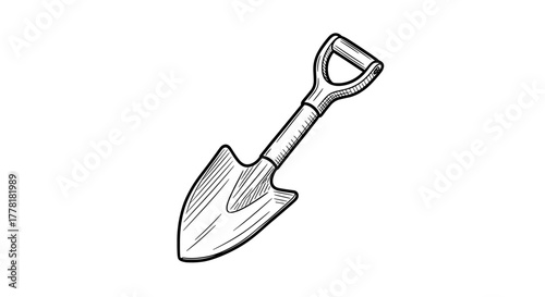 Simple Spade Illustration: Hand Drawn Gardening Tool