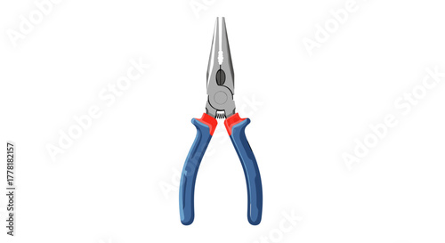 Detailed Needle-Nose Pliers Illustration on a Clean White Background