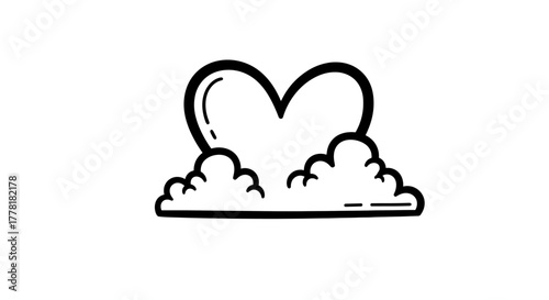Heart in the Sky: Whimsical Cloud with Affectionate Shape Design