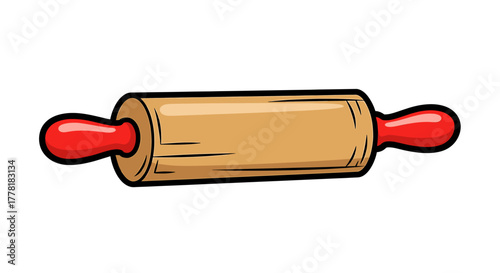 Cartoon Rolling Pin Illustration for Culinary and Baking Designs