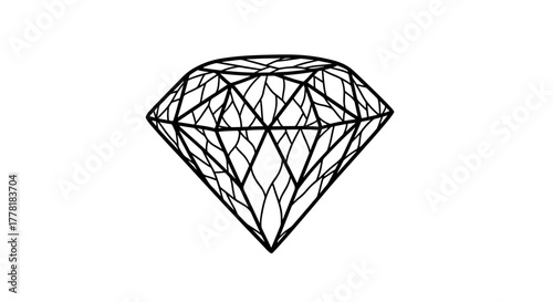 Elegant Diamond Outline, a Gemstone of Simplicity on Plain White