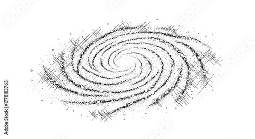 Galactic Swirl: A Minimalist Abstract Galaxy Illustration on White Background