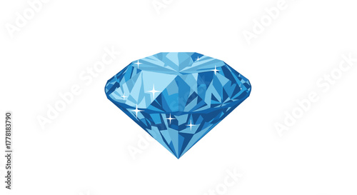 Faceted Aquamarine Gemstone Illustration on White Background for Stock Photography