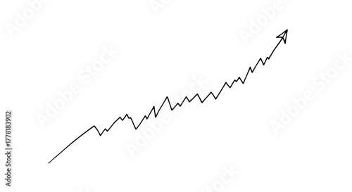 Rising Business Arrow Depicts Growth and Achievement on White Backdrop