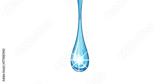 Sparkling Water Drop Symbolizing Purity and Freshness on White Background