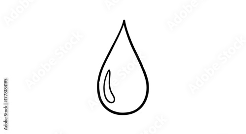 Minimalistic Drop Illustration with Inner Reflection Line Art Style
