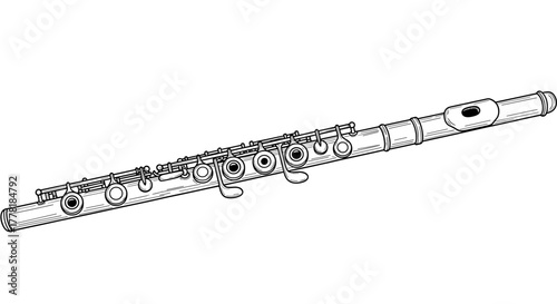 Intricate Line Art of a Classical Flute Instrument