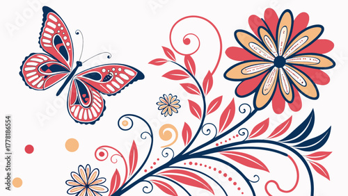 Butterfly and flower arrangement design
