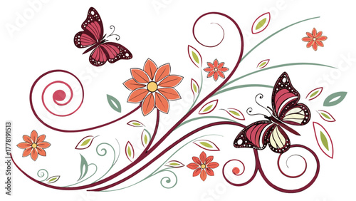 Floral design with butterflies