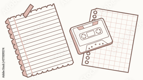 Paper sheets and cassette tape