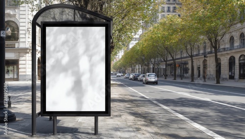 Mock up Billboard Banner template at Bus Shelter 