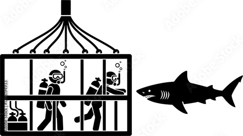 Shark Cage Diving Adventure Icon