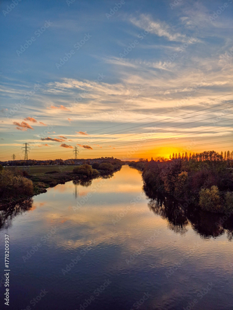 Fototapeta premium A beautiful sunset over the river Trent in Nottingham, UK.