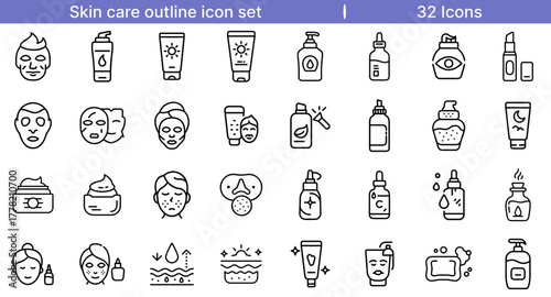 Skin Care Icon for Beauty and Spa bundle Set Design