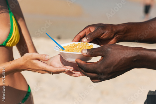 Corn Snack Exchange on the Beach