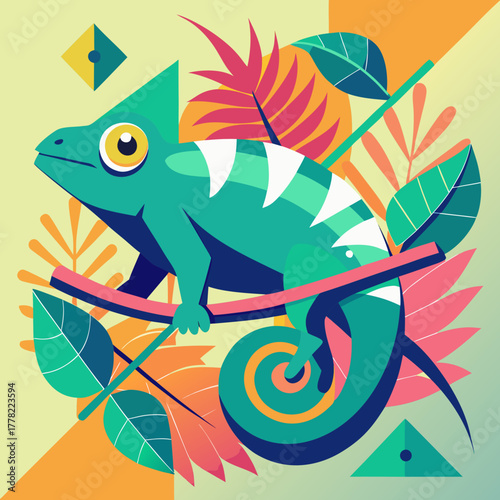 chameleon cartoon illustration