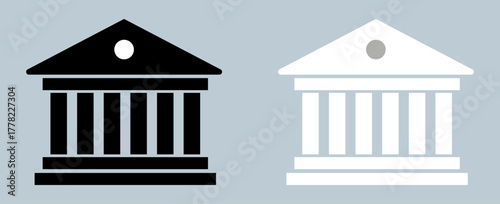 Set of bank or government building icons. Ideal for finance, investment, law, business, or banking app interface and official institution design use.