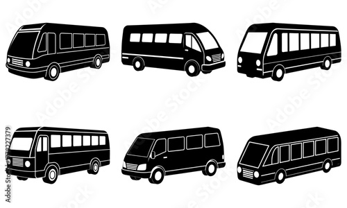 Diverse minibus fleet for urban transport solutions and scalable vehicle options, perfect for transportation services and city tours, with scalable vector origin