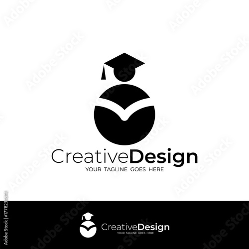 graduation education logo in flat vector design style