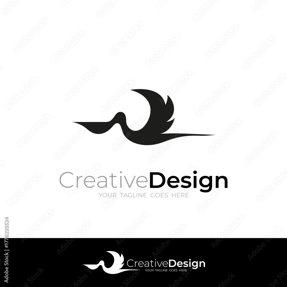 Fototapeta premium flying pelican logo in flat design style