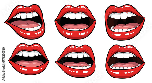Captivating red lips expressing emotion, speaking, and singing with vibrant energy and stylish allure