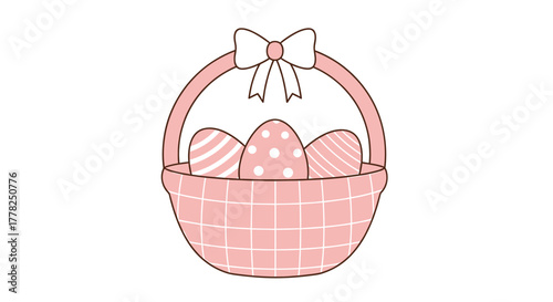 Delightful Easter basket with decorated eggs, perfect for springtime celebrations and holiday greetings, evoking joy and festive spirit for your designs