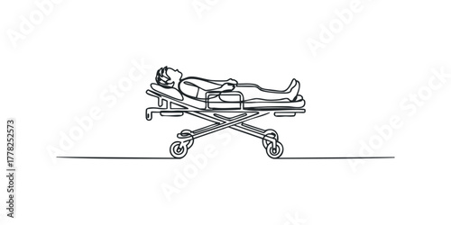 Person on a stretcher with wheels