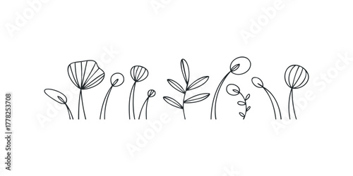 Simple Line Art Floral Composition