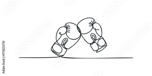 Continuous line drawing of two boxing gloves touching