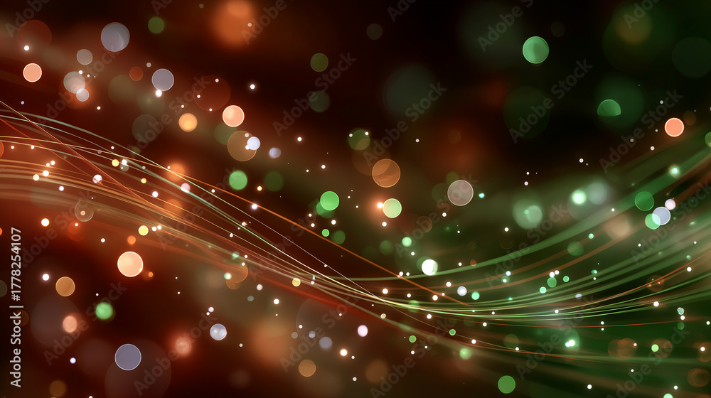 Obraz premium Abstract Bokeh Bliss: Swirling lines of light intertwine with a cascade of radiant bokeh, creating a mesmerizing display of color, depth, and enchanting beauty.