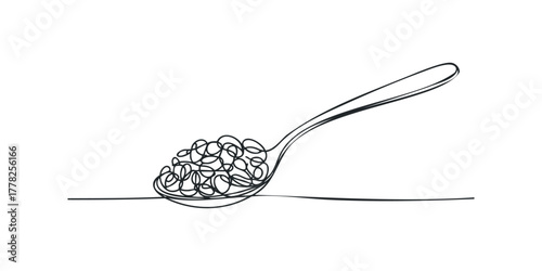 Spoon with tangled food doodle