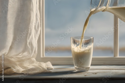 Milk pouring into glass
