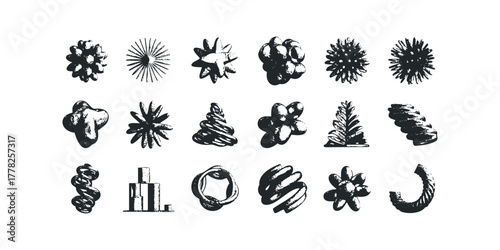 Collection of abstract organic and geometric shapes
