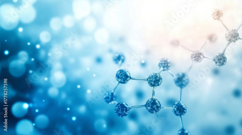 White and light blue medical abstract gradient background with molecules