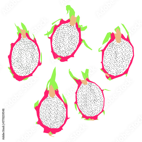 Dragonfruit Geometric Tropical Fruit Exotic Pitaya
