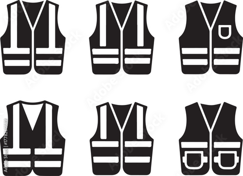 Safety vest silhouette for construction and traffic safety for engineer and worker on work for protection uniform vector