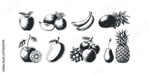 Collection of Hand Drawn Fruits